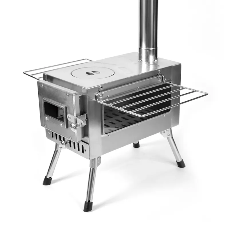 Stainless steel double-sided window tent stove