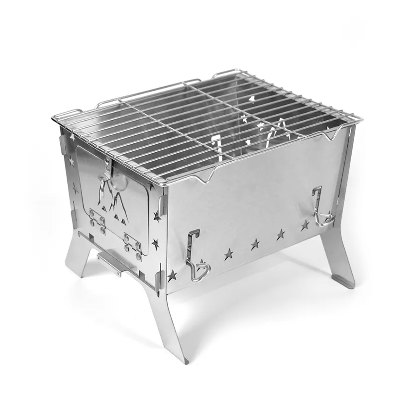 Large stainless steel multi-functional folding fire table