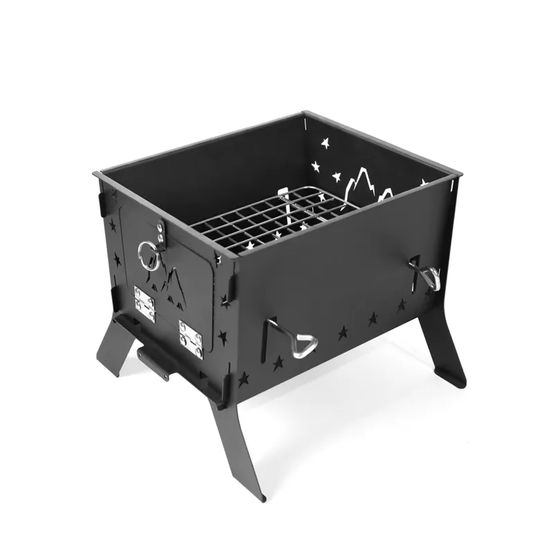 Small black multi-functional folding fire table