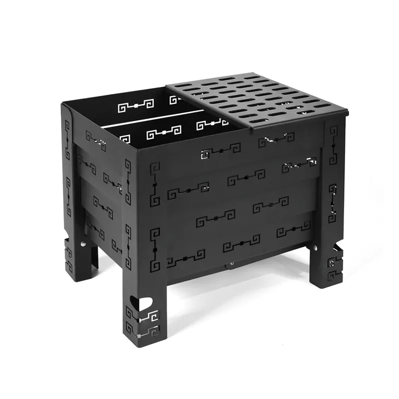 Square black folding fire table