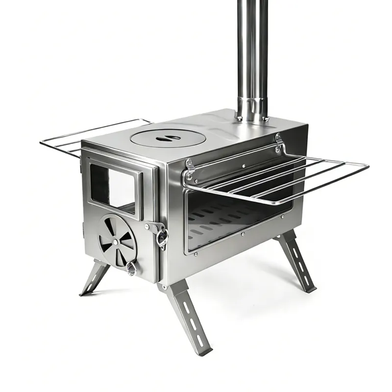 Cyclone door stainless steel double-window tent stove